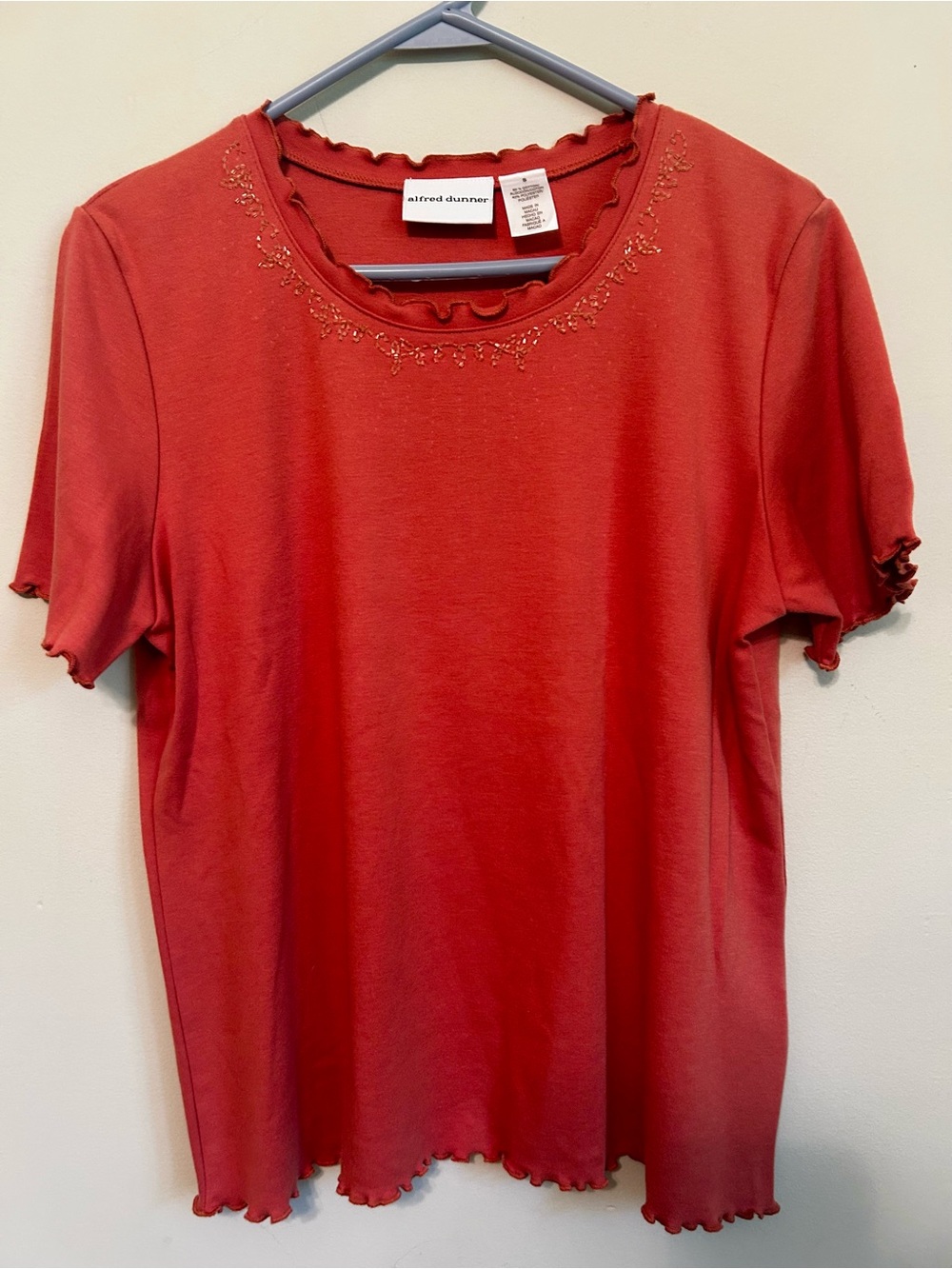 Alfred Dunner Rust Coral or Burnt Coral Short Sleeve Top